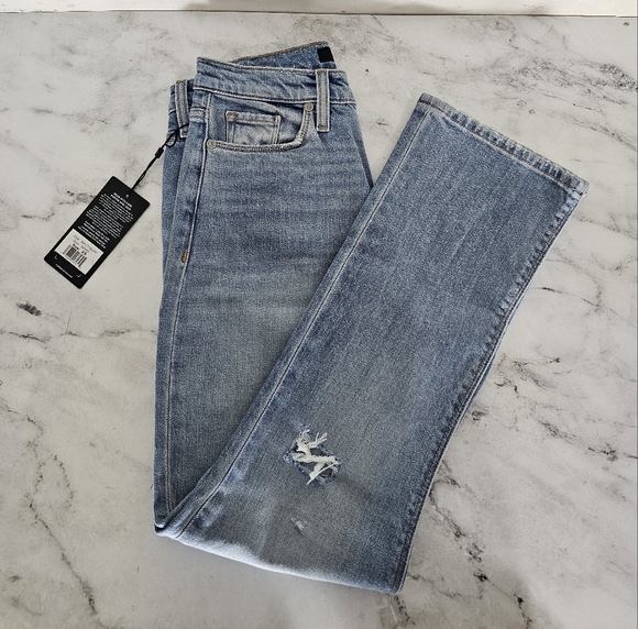 Hudson Los Angeles Holly High Rise Crop Distress Bootcut Flare Blue Jeans 25 NWT - Picture 4 of 10